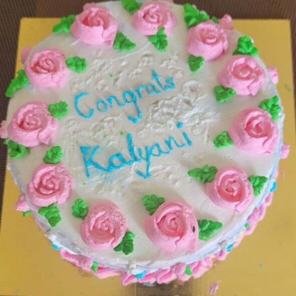 Elegant Floral Congratulations Vegan Dutch Chocolate Cake...