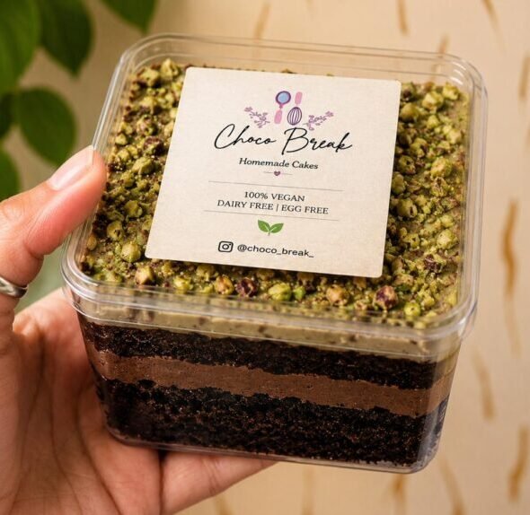 Chocolate Kunafa Pistachio Vegan Cake Tub |...